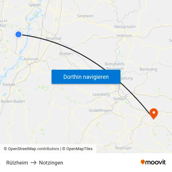 Rülzheim to Notzingen map