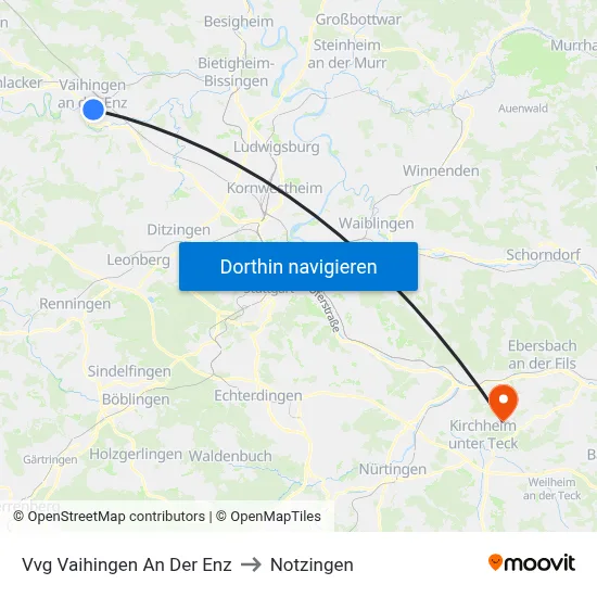 Vvg Vaihingen An Der Enz to Notzingen map