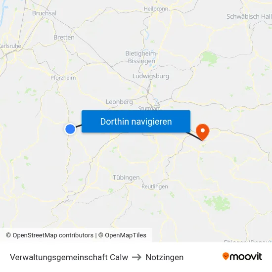 Verwaltungsgemeinschaft Calw to Notzingen map