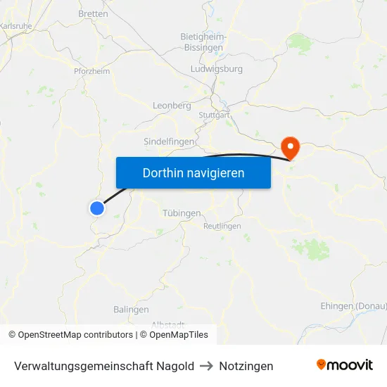 Verwaltungsgemeinschaft Nagold to Notzingen map