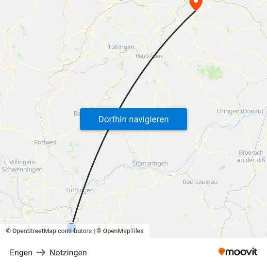 Engen to Notzingen map
