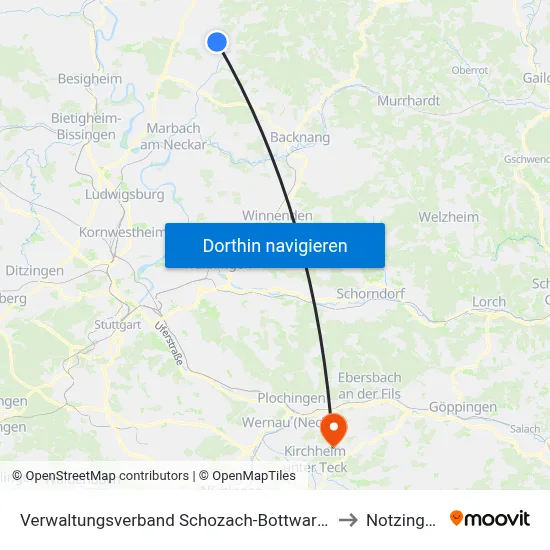 Verwaltungsverband Schozach-Bottwartal to Notzingen map
