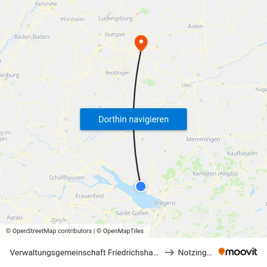 Verwaltungsgemeinschaft Friedrichshafen to Notzingen map