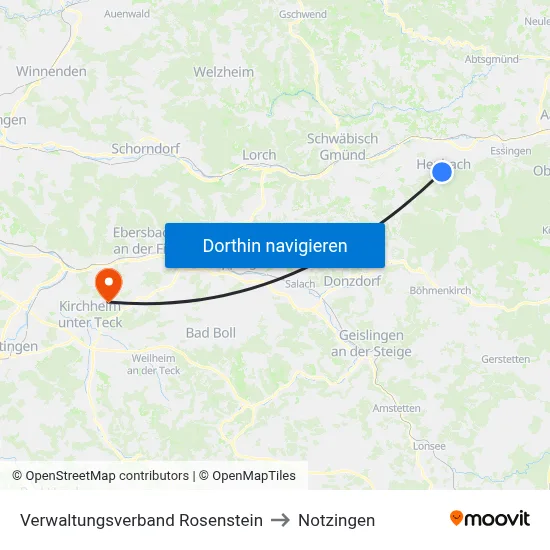 Verwaltungsverband Rosenstein to Notzingen map