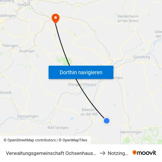 Verwaltungsgemeinschaft Ochsenhausen to Notzingen map