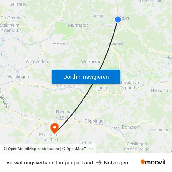 Verwaltungsverband Limpurger Land to Notzingen map