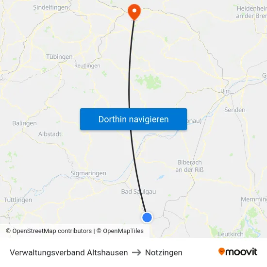 Verwaltungsverband Altshausen to Notzingen map