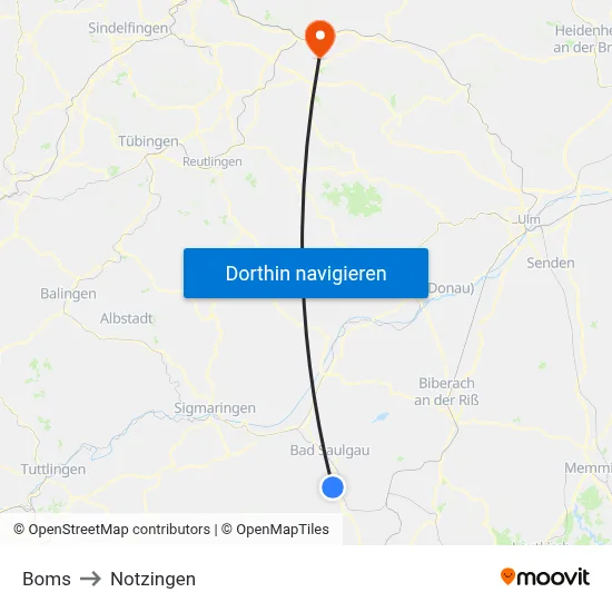 Boms to Notzingen map