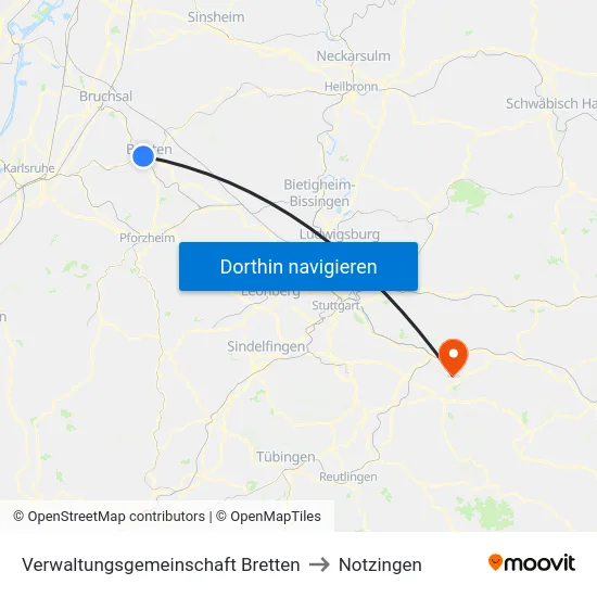 Verwaltungsgemeinschaft Bretten to Notzingen map
