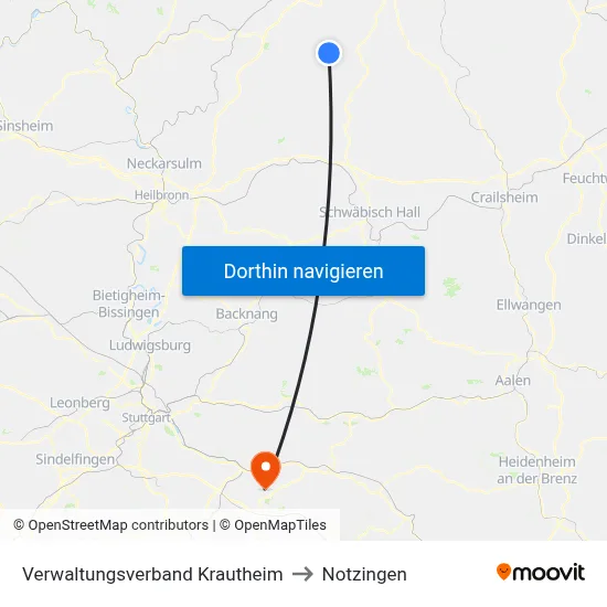 Verwaltungsverband Krautheim to Notzingen map