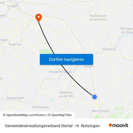 Gemeindeverwaltungsverband Illertal to Notzingen map