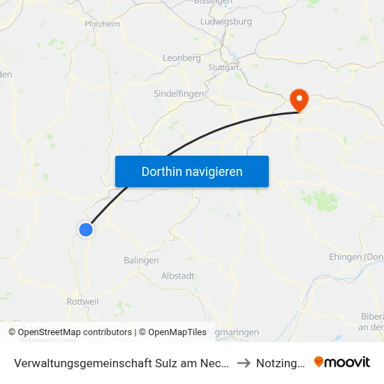 Verwaltungsgemeinschaft Sulz am Neckar to Notzingen map