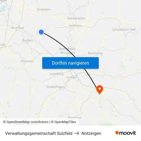 Verwaltungsgemeinschaft Sulzfeld to Notzingen map