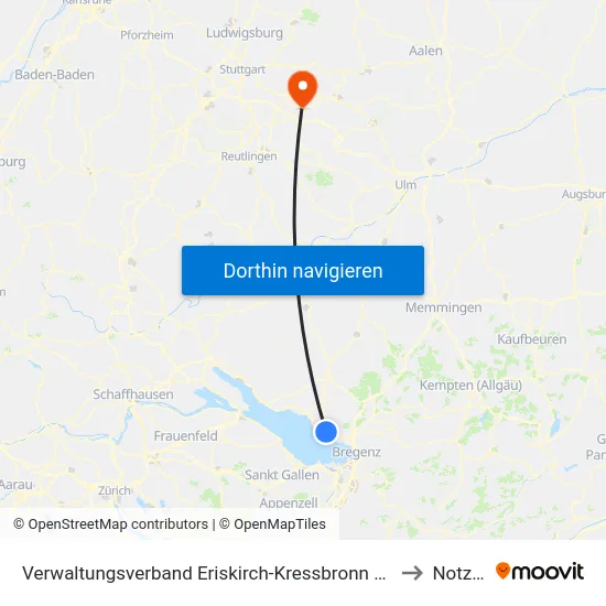 Verwaltungsverband Eriskirch-Kressbronn am Bodensee-Langenargen to Notzingen map