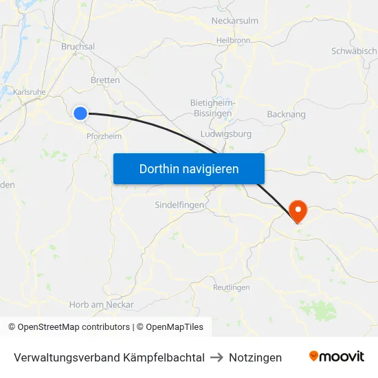 Verwaltungsverband Kämpfelbachtal to Notzingen map