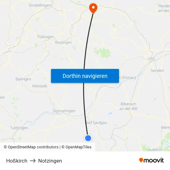 Hoßkirch to Notzingen map