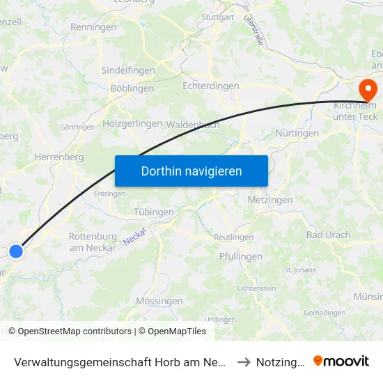 Verwaltungsgemeinschaft Horb am Neckar to Notzingen map
