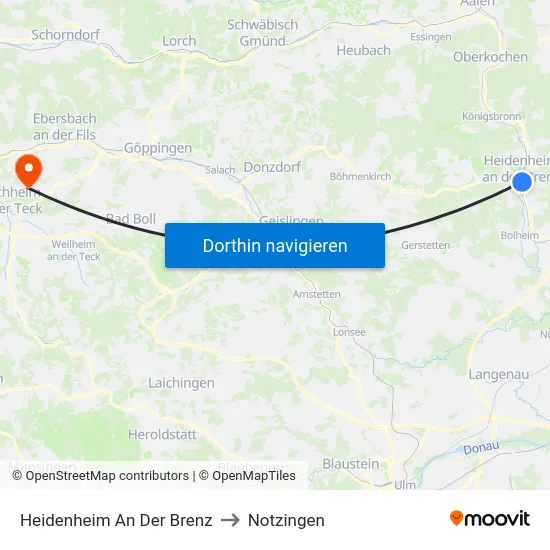 Heidenheim An Der Brenz to Notzingen map