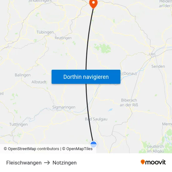 Fleischwangen to Notzingen map