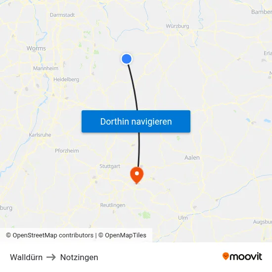 Walldürn to Notzingen map