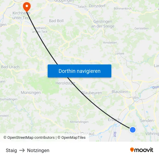 Staig to Notzingen map