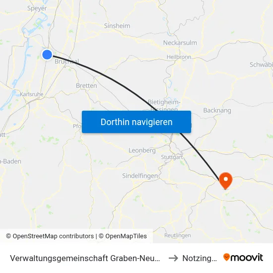 Verwaltungsgemeinschaft Graben-Neudorf to Notzingen map