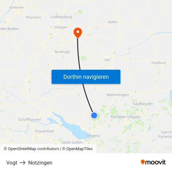 Vogt to Notzingen map