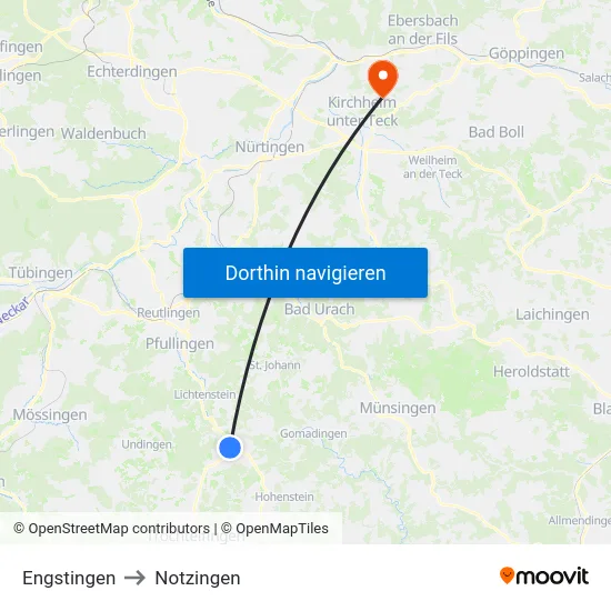 Engstingen to Notzingen map