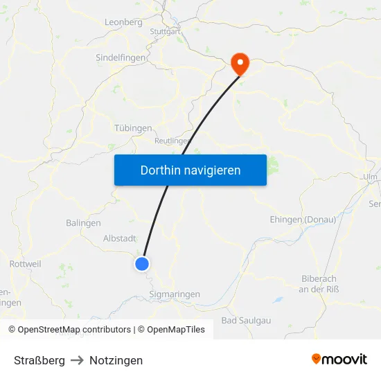 Straßberg to Notzingen map