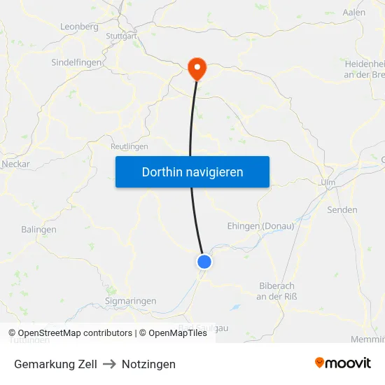 Gemarkung Zell to Notzingen map