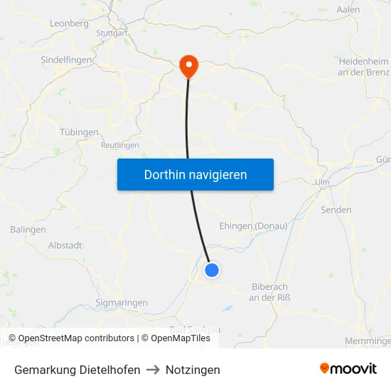 Gemarkung Dietelhofen to Notzingen map