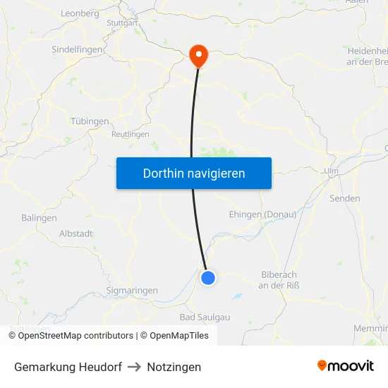 Gemarkung Heudorf to Notzingen map