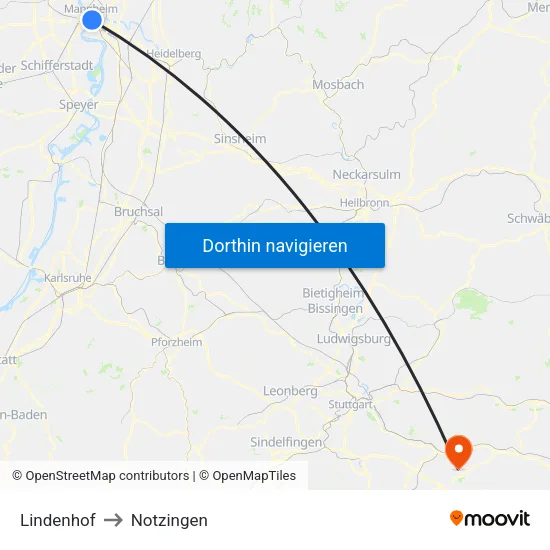 Lindenhof to Notzingen map