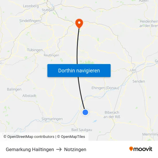 Gemarkung Hailtingen to Notzingen map