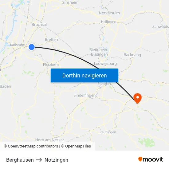 Berghausen to Notzingen map