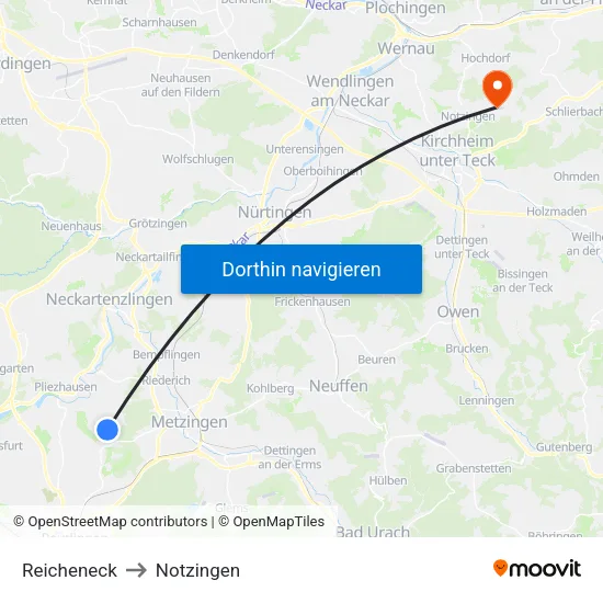 Reicheneck to Notzingen map