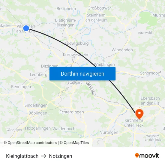 Kleinglattbach to Notzingen map