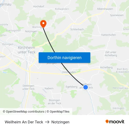 Weilheim An Der Teck to Notzingen map