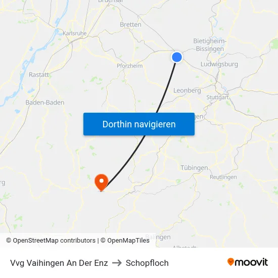 Vvg Vaihingen An Der Enz to Schopfloch map