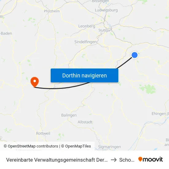 Vereinbarte Verwaltungsgemeinschaft Der Stadt Kirchheim Unter Teck to Schopfloch map