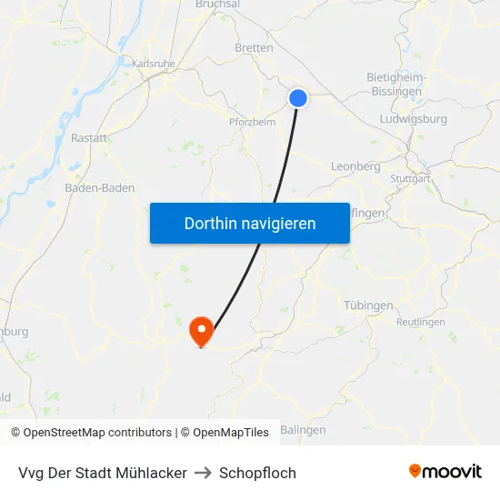 Vvg Der Stadt Mühlacker to Schopfloch map