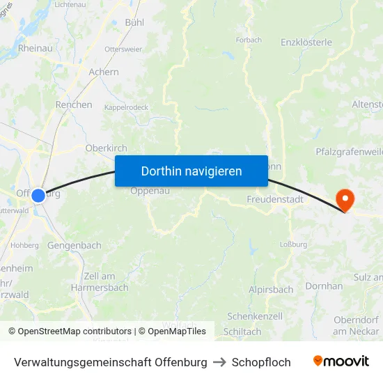 Verwaltungsgemeinschaft Offenburg to Schopfloch map