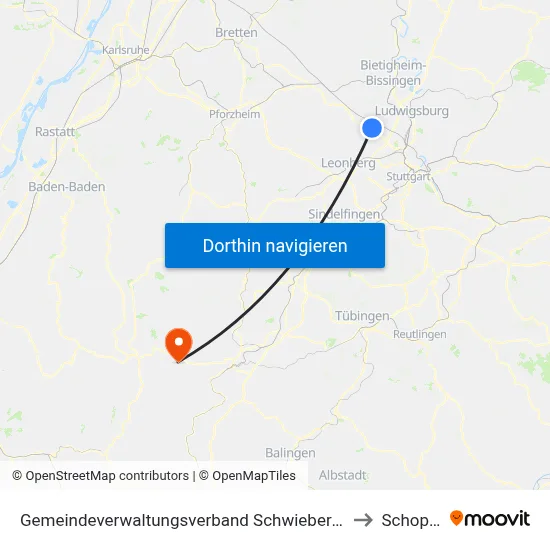 Gemeindeverwaltungsverband Schwieberdingen-Hemmingen to Schopfloch map