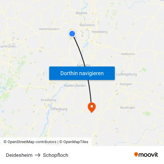 Deidesheim to Schopfloch map