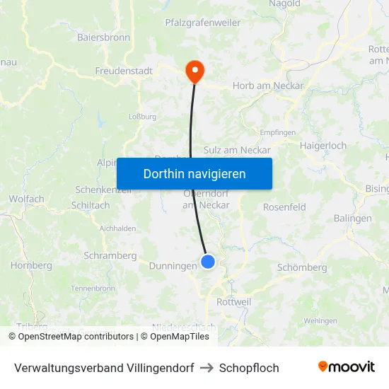 Verwaltungsverband Villingendorf to Schopfloch map