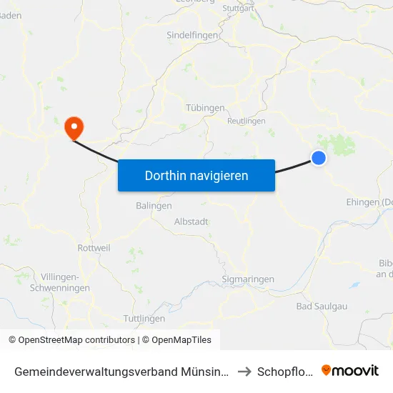 Gemeindeverwaltungsverband Münsingen to Schopfloch map
