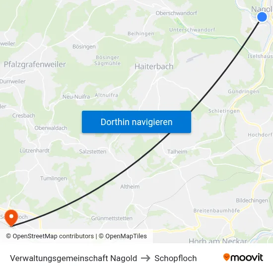 Verwaltungsgemeinschaft Nagold to Schopfloch map