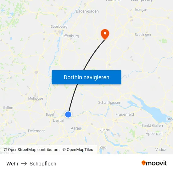 Wehr to Schopfloch map