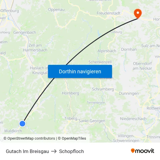 Gutach Im Breisgau to Schopfloch map