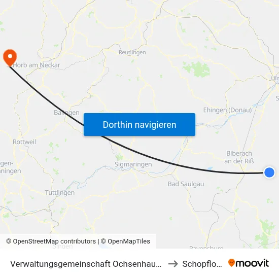 Verwaltungsgemeinschaft Ochsenhausen to Schopfloch map